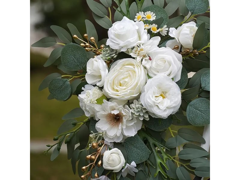 Kit de fleurs artificielles pour arche de mariage (un ensemble) convient pour la décoration de la cérémonie et de la réception de mariage (blanc) - Conforama D