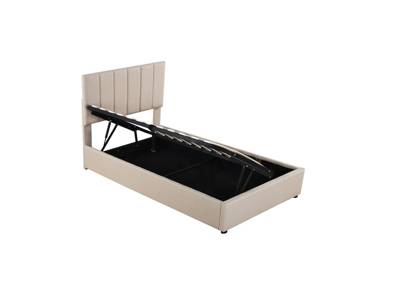  Modenvie lit coffre enfant 90x200 cm - rangement hydraulique, sans matelas - pour chambre d'enfant - beige  - Conforama D
