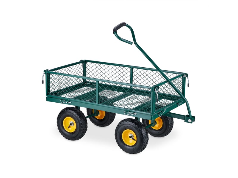  Chariot de transport extérieurs pliable capable de charge élevée 100 x 50 x 80 cm en acier vert 13_0012734  - Conforama A