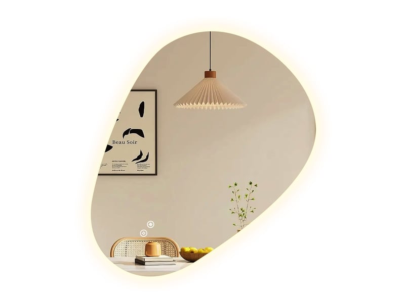  Miroir salle de bain led emke 70 x 50 cm, forme goutte, anti-buée, 3 températures, intensité réglable, tactile  - Conforama A