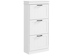 Meuble à chaussures, 3 portes abattants 15 paires, étagères réglables, pour entrée, couloir, 54 x 24 x 117,5 cm, blanc