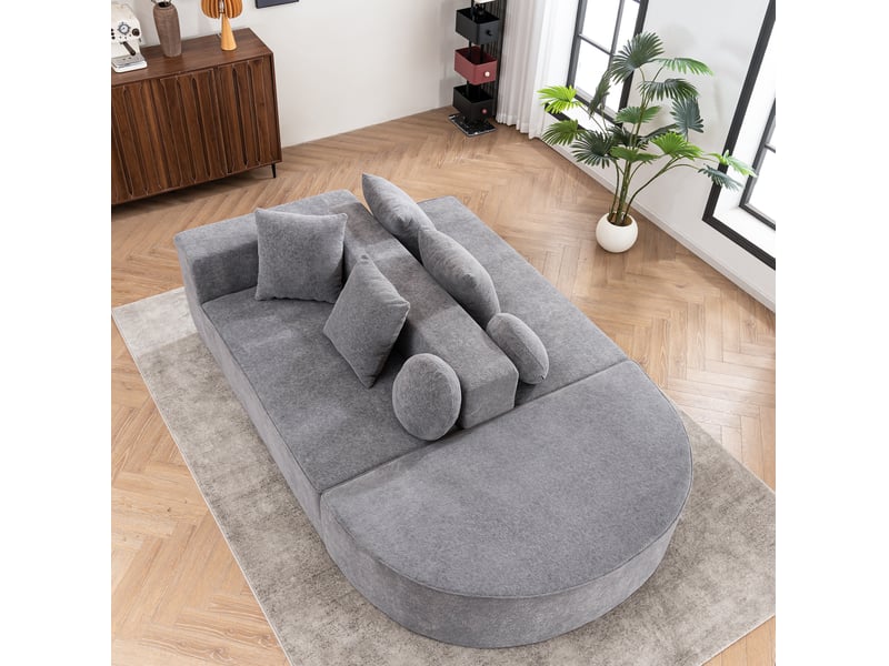 Canapé modulable modenvie 5 places convertible 263 x 171 cm chenille gris - Conforama E