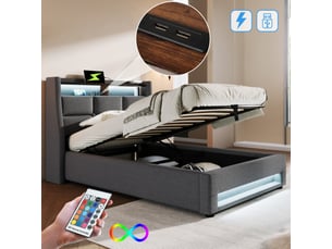 Lit coffre 90x200 cm REDOM coloris gris