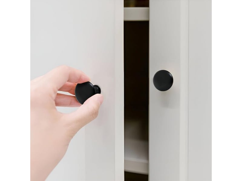  Jeu de 15 boutons noir mat de 30 mm, poignées en alliage de zinc pour armoires, avec vis et tournevis  - Conforama B