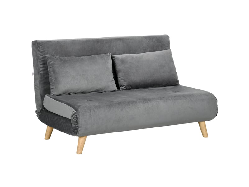  Canapé convertible 2 places ulevr avec dossier réglable 6 positions, couchage 130 x 190 cm, polyester gris, sans accoudoirs  - Conforama A
