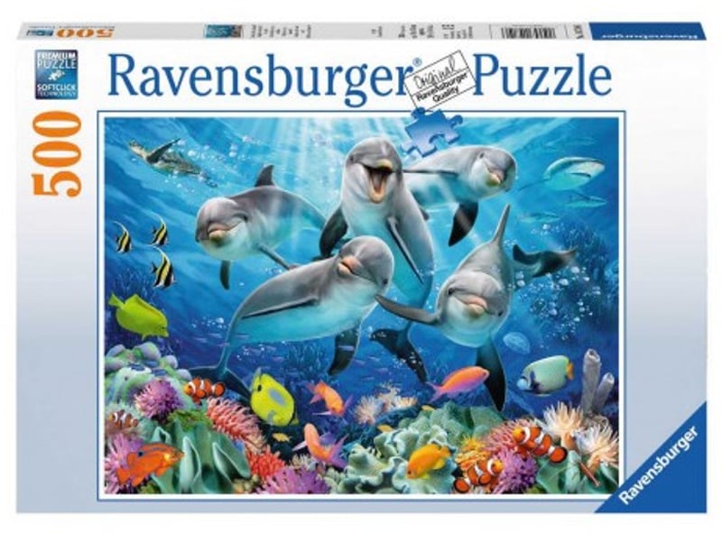  Puzzle 500 pièces dauphins sur le récif de corail 14710 - Conforama A