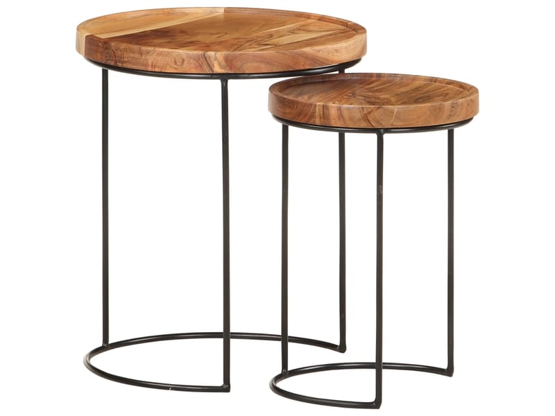  Ensemble de table basse 2 pcs bois d'acacia massif et acier  - Conforama A