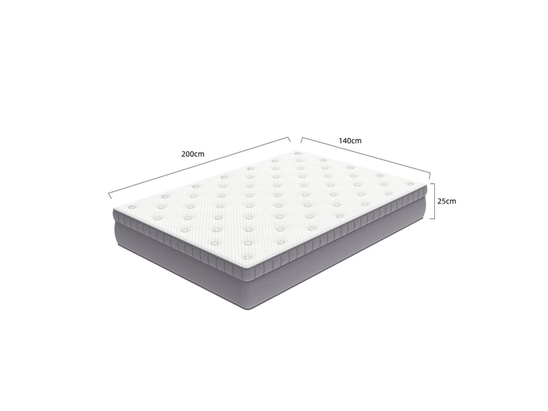  Matelas à ressorts ensachés 140x200 cm h3, blanc ancien, mousse confort, 7 zones et hauteur 25 cm  - Conforama C