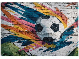 Papier peint panoramique intissé garçon football coloré - 350x250 cm - papier peint enfant