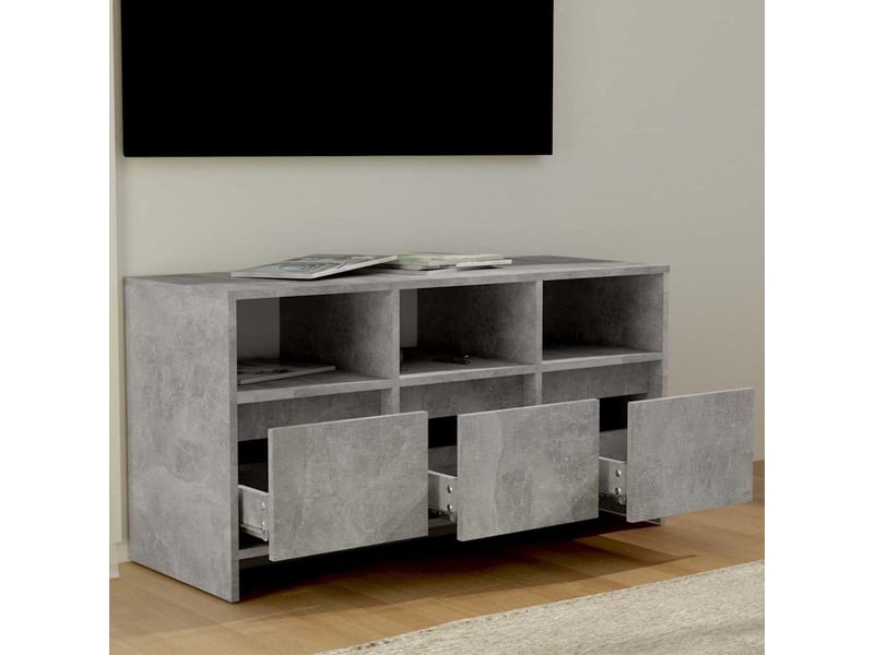  Meuble tv - banc tv - meuble de rangement gris béton 102x37,5x52,5 cm bois d'ingénierie  - Conforama C