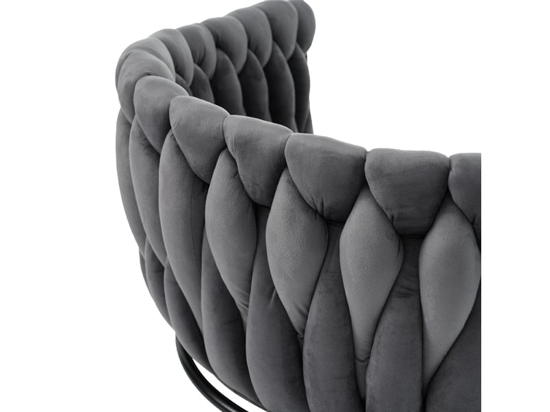  Lot de 6 chaises de salle à manger en velours, avec accoudoirs, pivotantes, pieds en métal, moderne, gris+noir  - Conforama E