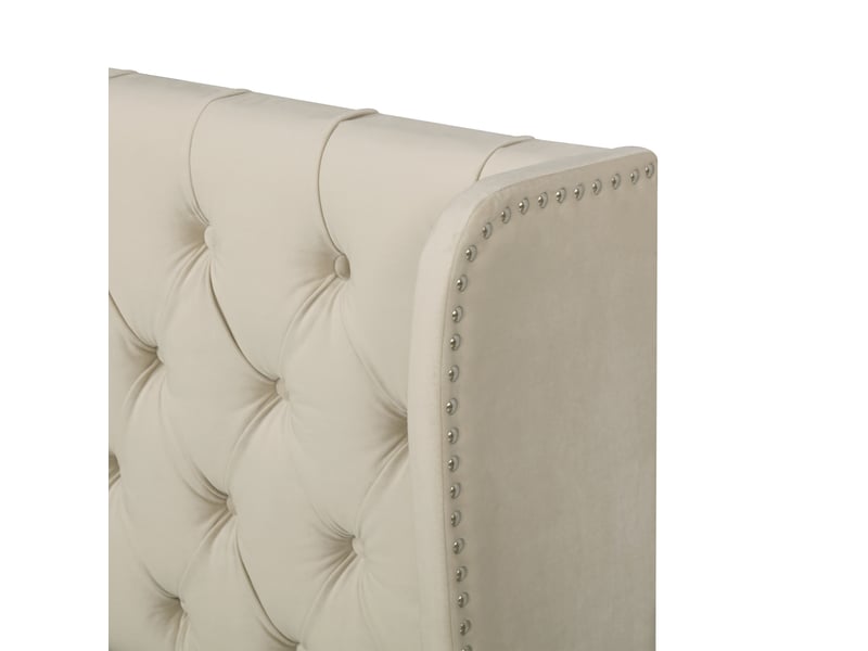 Lit double rembourré 180x200 cm avec coffre de rangement hydraulique et sommier à lattes, velours beige chicfurn  - Conforama R