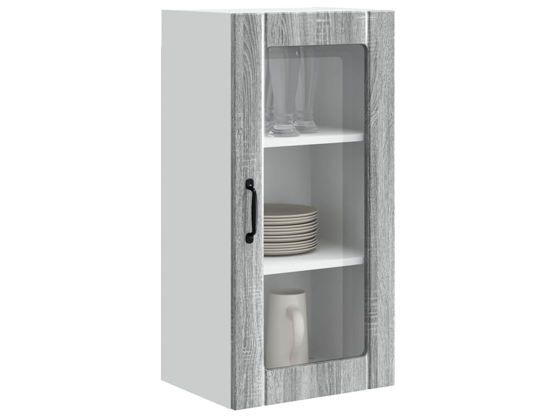  Meuble mural de cuisine, cabinet en verre mural gris sonoma 40x31x80cm  - Conforama C