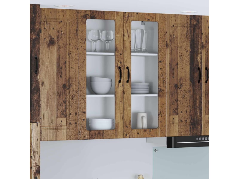 Meuble mural de cuisine, cabinet en verre mural bois ancien 80x31x100cm shl6356 - Conforama B