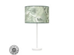 Fabrilamp moda grande lampe à poser blanc vert, abat-jour textile motif feuillage vert, 1 x e27, 63 cm