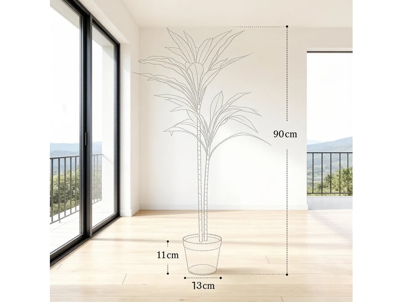  Cordyline artificielle 13x13x90 cm 29 feuilles vertes  - Conforama E