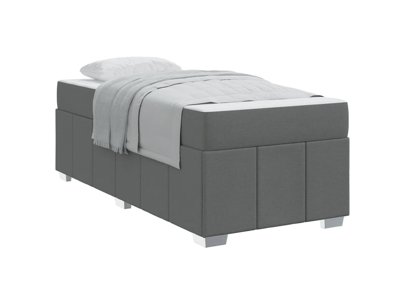  Lit simple- lit adulte -  cadre de lit avec matelas gris foncé 90 x 190 cm tissu  - Conforama A