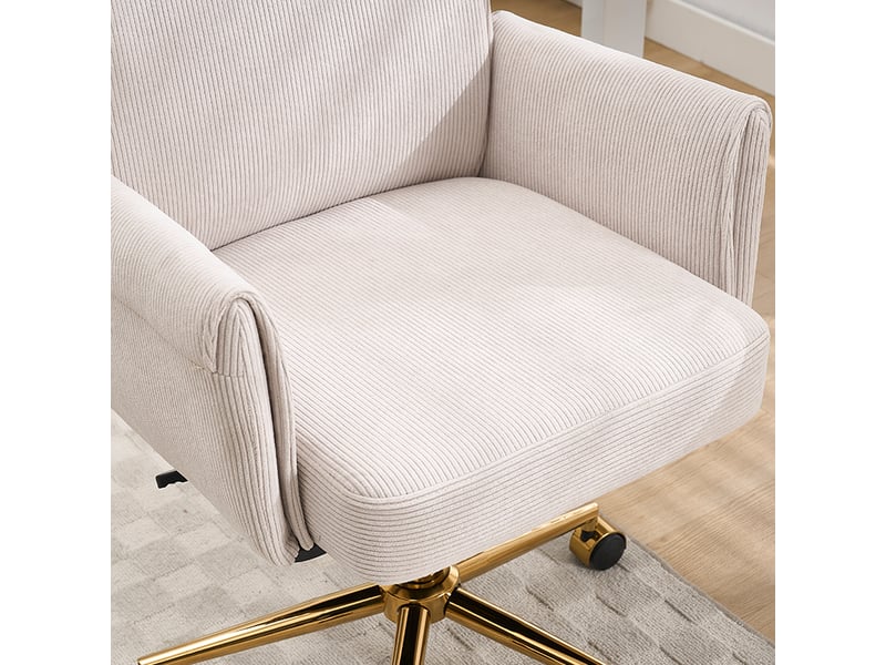  Chaise de bureau pivotante réglable avec soutien lombaire - lpospi - accoudoirs, velours côtelé blanc  - Conforama E