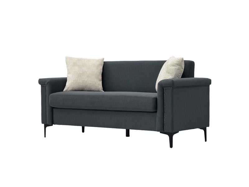  Canapé droit 2 places gris foncé 172 x 73,5 x 81,5 cm, tissu polyester, pieds métal noirs, style nordique salon W3601S00006 - Conforama E