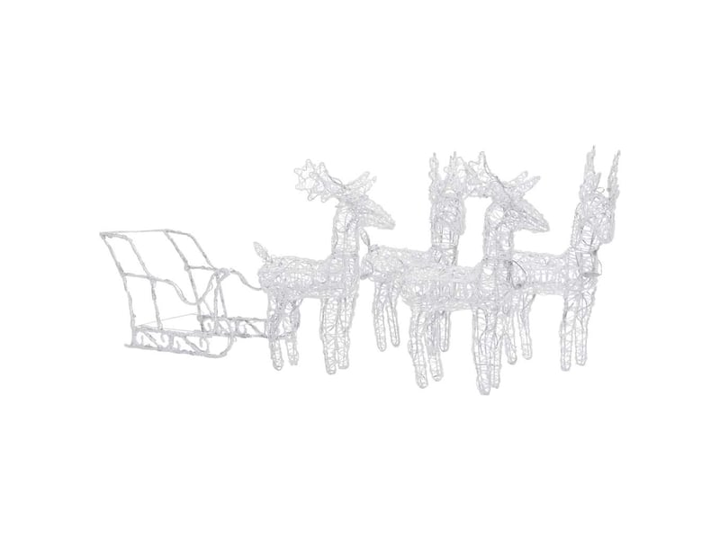  Décoration de noël rennes et traîneau 280x28x55 cm acrylique  - Conforama C