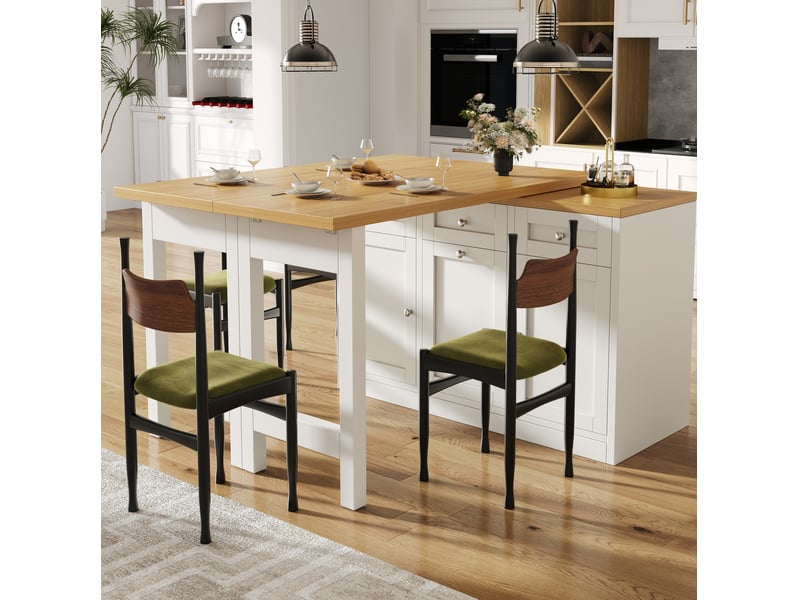 Table de bar extensible avec tiroir et rangement, blanc, 120-200x40x75,5 cm - Conforama B