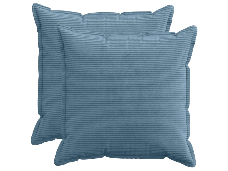  Lot de 2 housses de coussin houten bleu 80 x 80 cm velours côtelé cf49288  - Conforama B