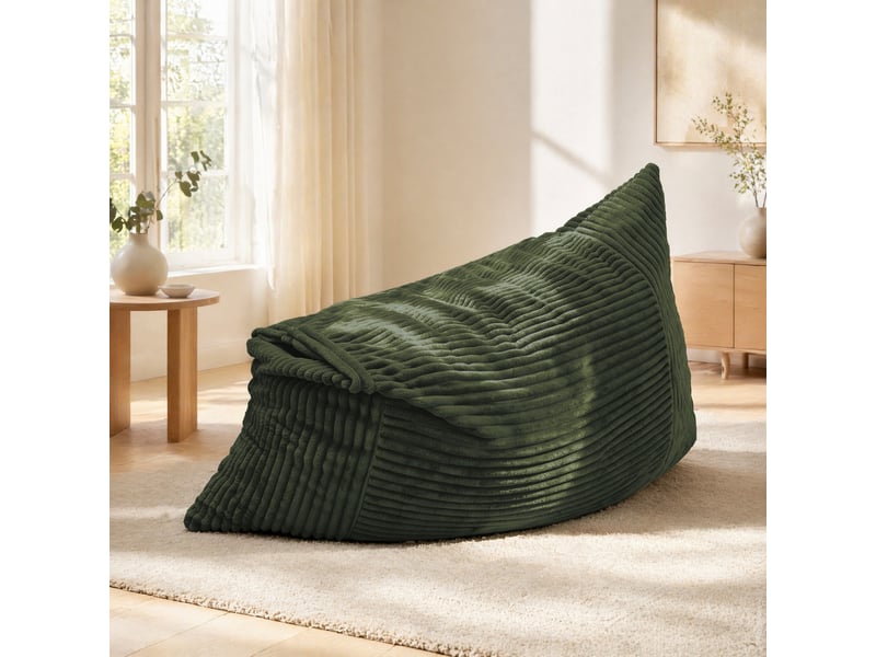  Fauteuil pouf convertible modenvie 3 positions en velours côtelé vert 180 x 125 cm  - Conforama D