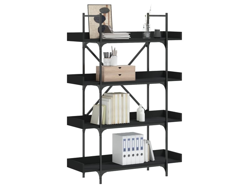  Bibliothèque à 4 niveaux, armoire à livres noir 100x33x145,5 cm bois d'ingénierie  - Conforama B