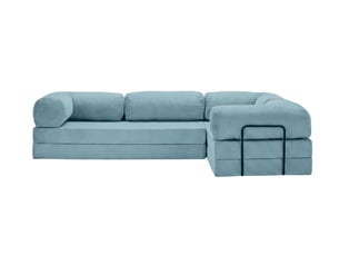 Canapé d'angle réversible convertible CASANOVA 4 places Velours côtelé Bleu clair