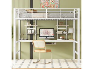 Lit mezzanine 140x200 cm <strong></strong> <strong></strong> coloris blanc
