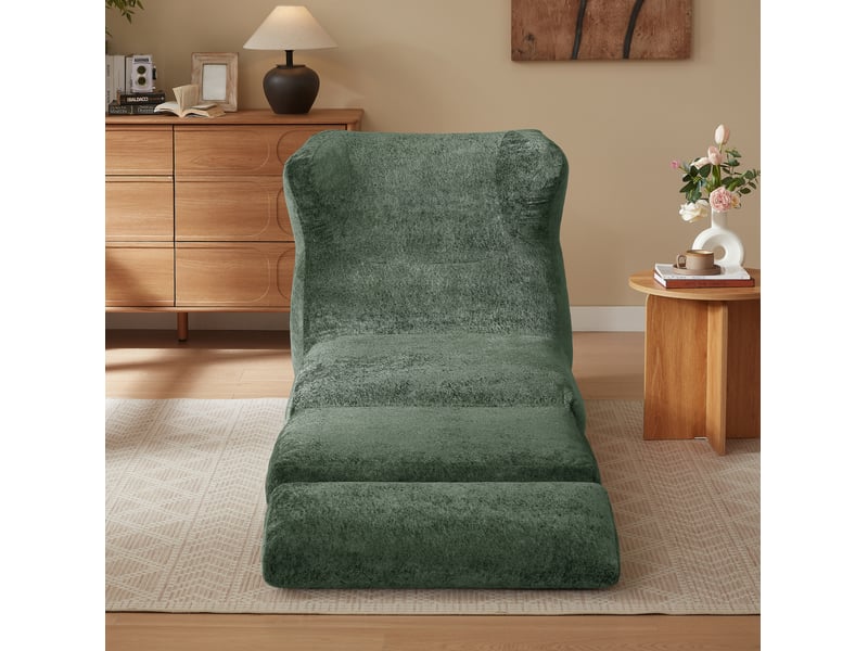  Fauteuil convertible en chaise longue 90x118x86 cm vert en mousse  - Conforama E