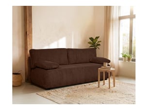 Canapé droit convertible LOUNGITUDE VELUTO 3 places Velours côtelé marron avec coffre de rangement