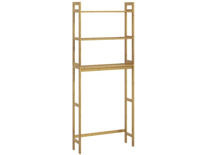  Meuble de rangement wc 68x20x165 cm 3 niveaux avec dispositif anti-basculement bambou naturel  - Conforama A
