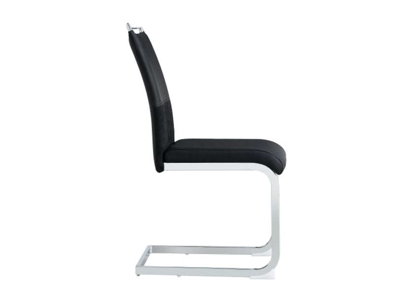 Chaise de salle à manger 6 pcs, dossier haut en simili cuir pu et lin, chaise d'appoint, noir  - Conforama C