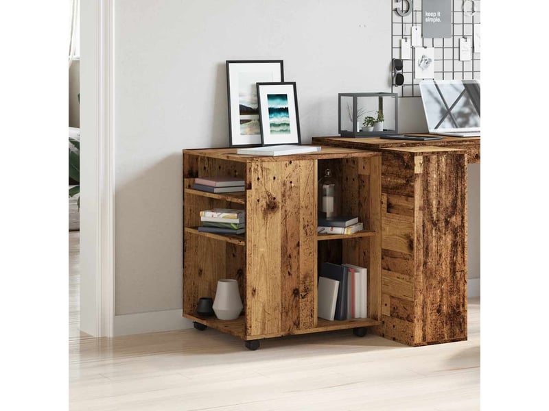  Armoire de rangement, armoire à roulettes vieux bois 60x53x72 cm bois d'ingénierie  - Conforama C