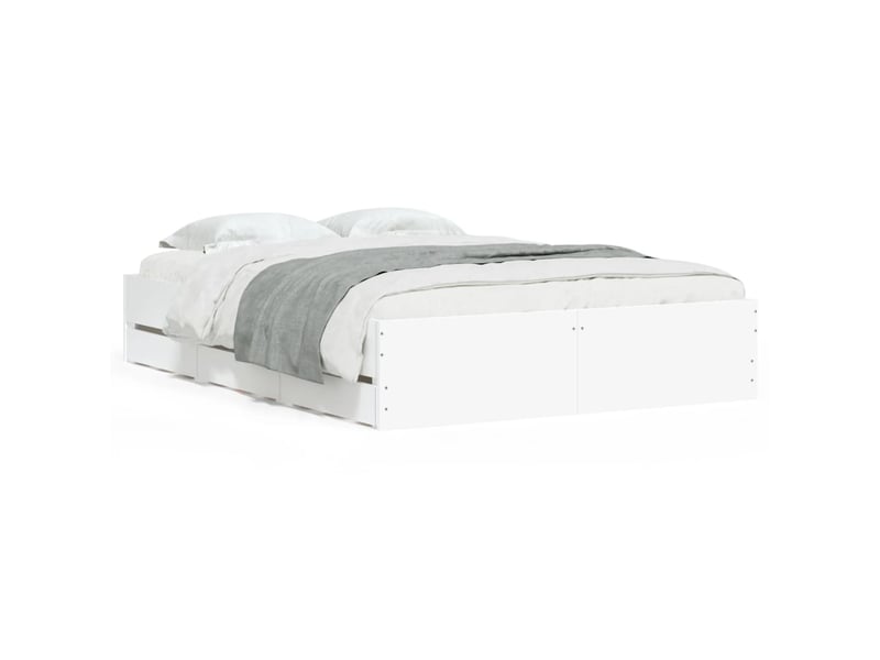  Lit double- lit adulte -  cadre de lit avec tiroirs sans matelas blanc 135x190 cm  - Conforama A