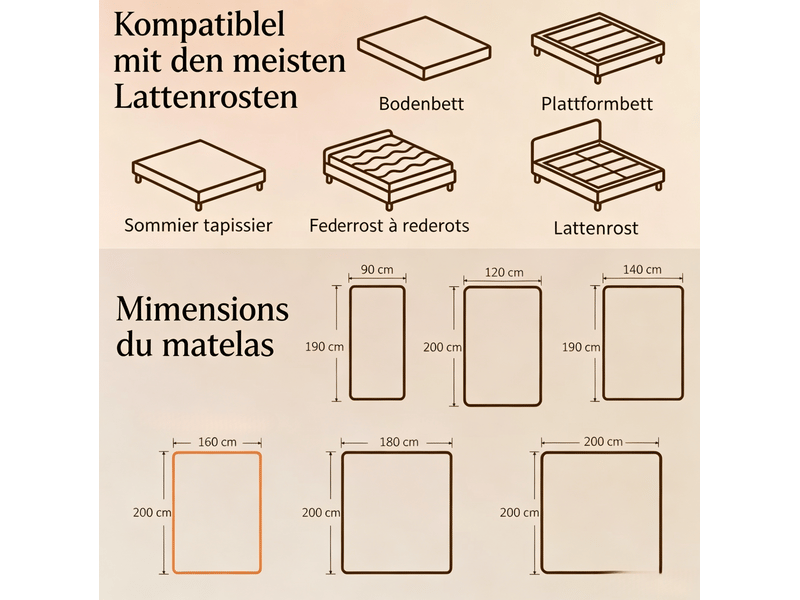  Matelas mémoire de forme 160x200 cm – blanc et gris – mousse ondulée, bords renforcés et antidérapant  - Conforama C