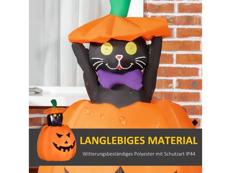 Décoration de jardin gonflable avec chat animé et éclairage led pour halloween en polyester orange - Conforama E