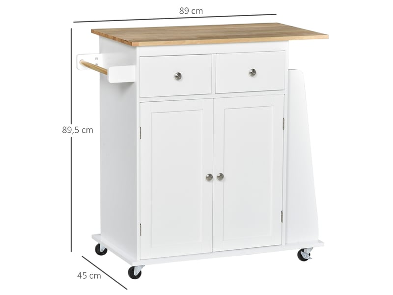 Desserte de cuisine ilôt cuisine avec plan de travail étagère range-bouteilles porte-torchons 2 placard tiroirs - Conforama C