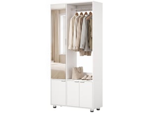 Armoire penderie avec miroir et étagères blanc 80 x 30 x 169 cm