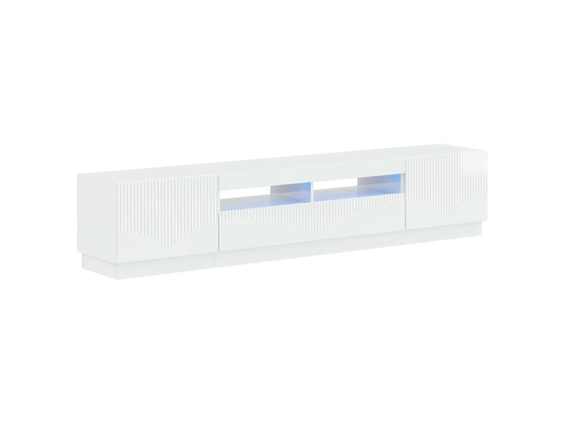  Meuble tv - banc tv - meuble de rangement led hoorn 3 pcs blanc brillant bois d'ingénierie  - Conforama A