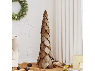 Sapin de noël, arbre de noël avec support marron 111 cm bois de teck solide