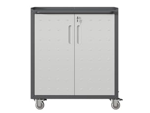 Armoire d'atelier à roulettes en métal noir et gris 75.01 x 42 x 88.01 cm