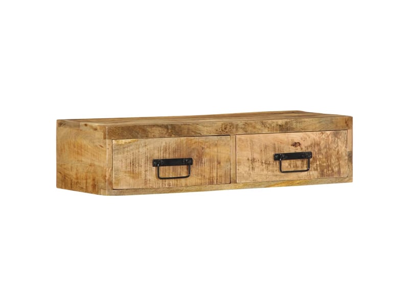  Meuble tv - banc tv - meuble de rangement mural 80x30x19 cm bois massif de manguier brut  - Conforama D
