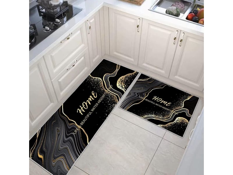  (a)tapis de cuisine antidérapant et lavable 2 pièces, marbre doré antidérapant tapis de cuisine devant evier pour cuisine, buanderie, salon  - Conforama B