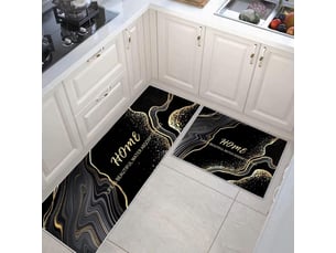 (a)tapis de cuisine antidérapant et lavable 2 pièces, marbre doré antidérapant tapis de cuisine devant evier pour cuisine, buanderie, salon