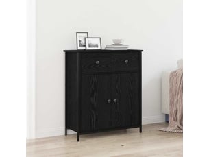 Buffet - bahut - meuble de rangement chêne noir 70 x 30 x 80 cm bois d'ingénierie
