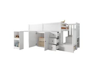 Lit mezzanine 90x200 cm <strong>KORFEE</strong> <strong></strong> coloris blanc