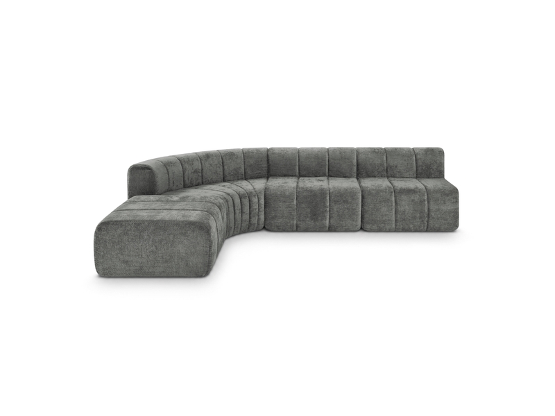  Canapé d'angle modulable 4 places convertible chenille grise modules multifonctions confort moelleux  - Conforama A
