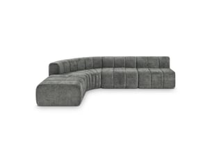 Canapé d'angle modulable 4 places convertible chenille grise modules multifonctions confort moelleux